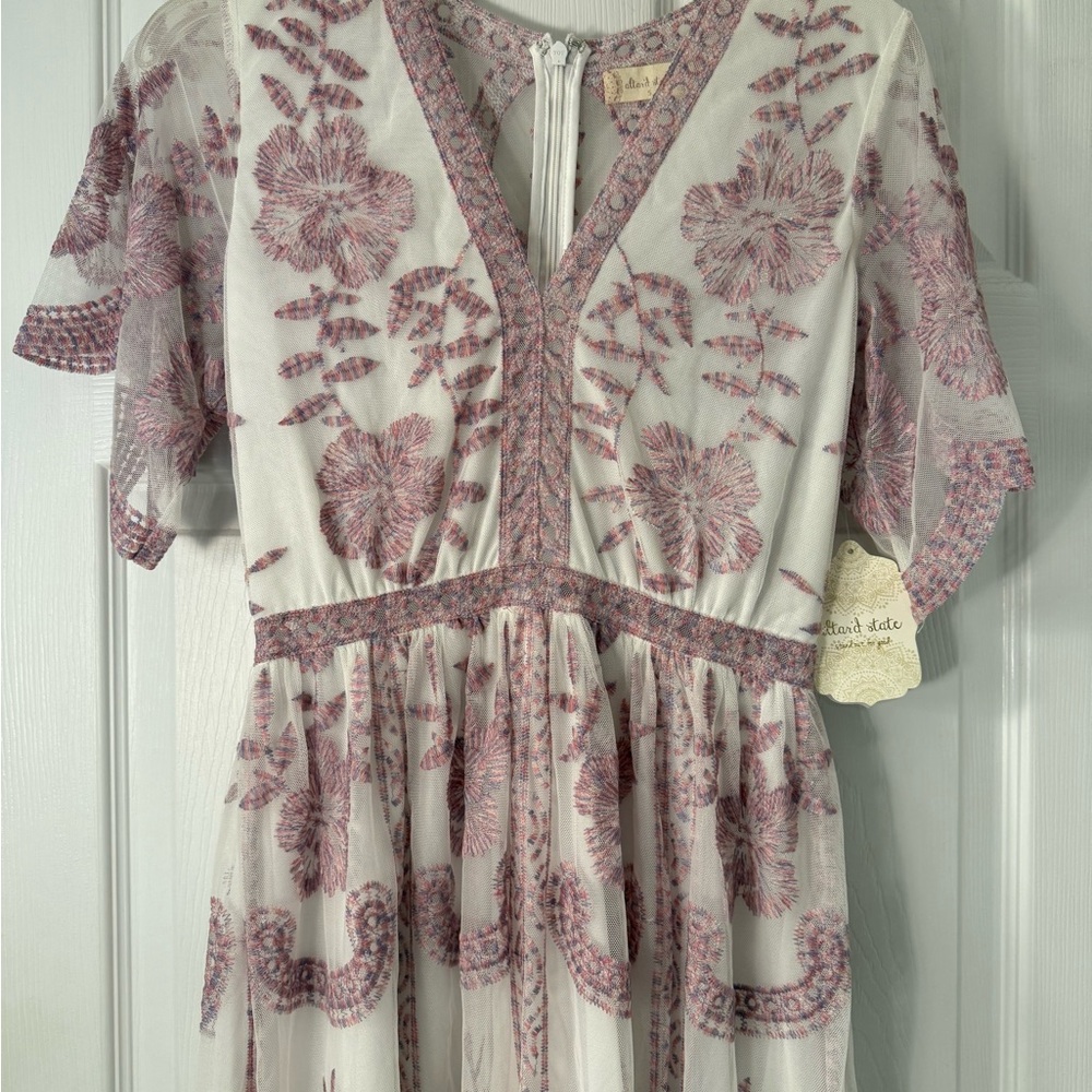 Altar'd State Mauve and Cream Floral Maxi Dress